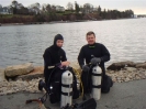 Caleb Habermehl and Terry Dwyer prior to a bottle dive in Chester Harbour.